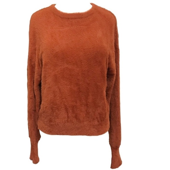 Express Orange Crewneck Fluffy Sweater Size Small - Picture 7 of 7